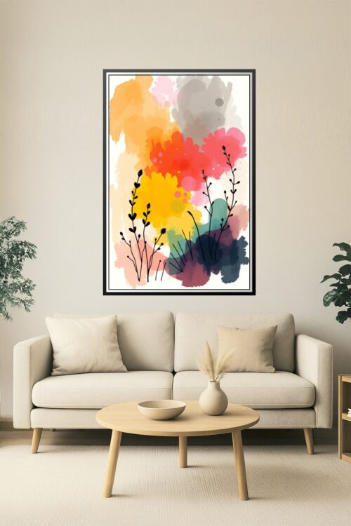 Bloomfield Harmony – Abstract Watercolor Floral Art Print picture
