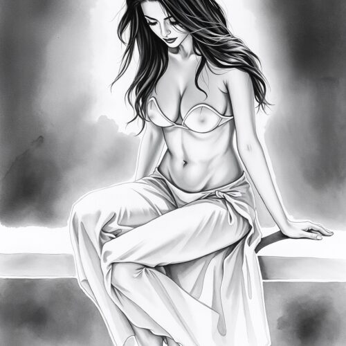 Sensual Monochrome Muse – Elegant Nude-Inspired Art Poster picture