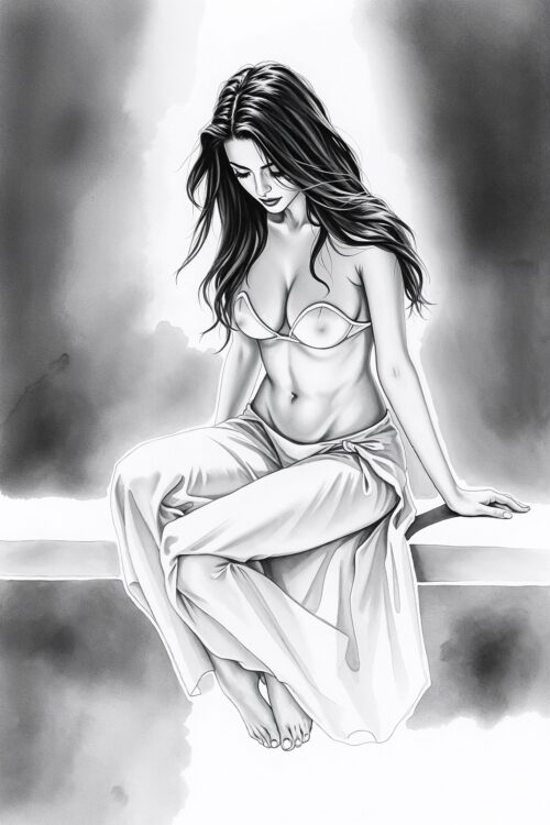 Sensual Monochrome Muse – Elegant Nude-Inspired Art Poster picture