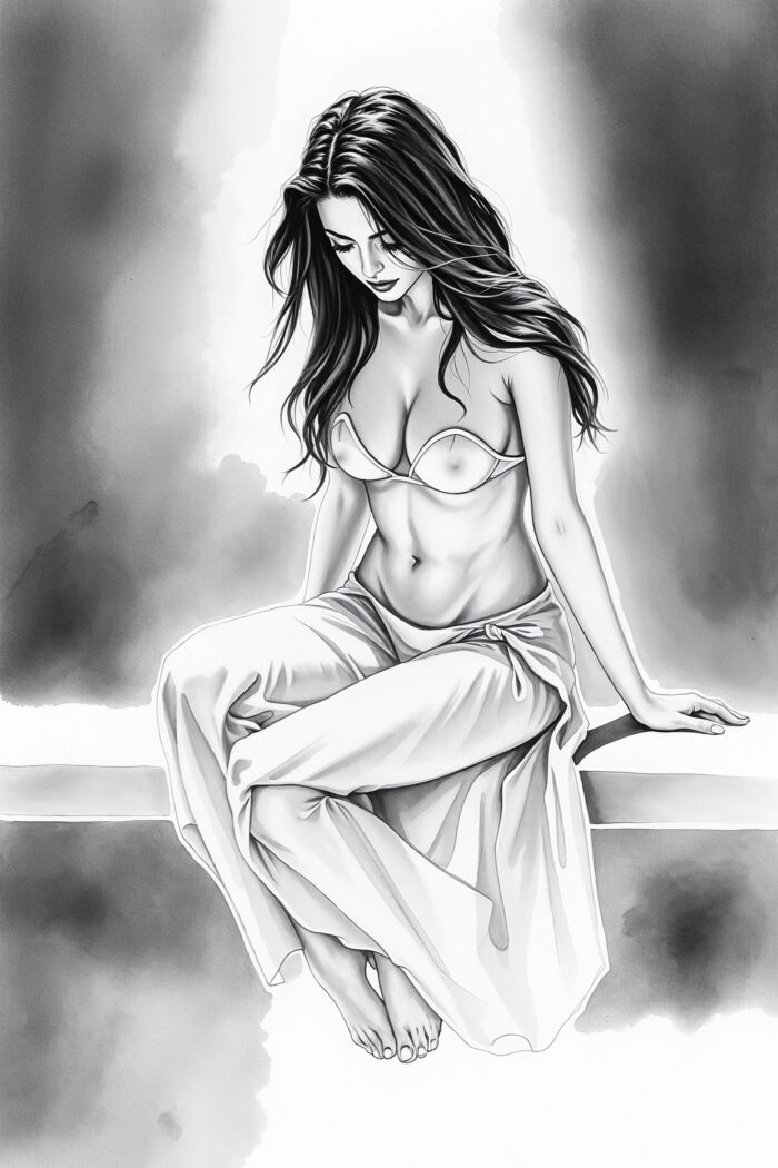 Sensual Monochrome Muse – Elegant Nude-Inspired Art Poster picture