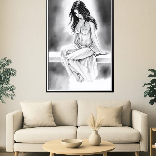 Sensual Monochrome Muse – Elegant Nude-Inspired Art Poster picture