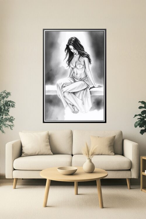 Sensual Monochrome Muse – Elegant Nude-Inspired Art Poster picture