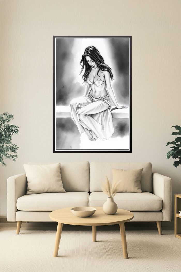 Sensual Monochrome Muse – Elegant Nude-Inspired Art Poster picture