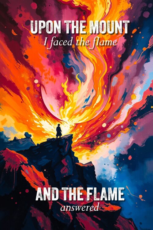Upon the Mount – Fiery Spiritual Vision Poster | Inspirational Mountain Fire Artwork picture