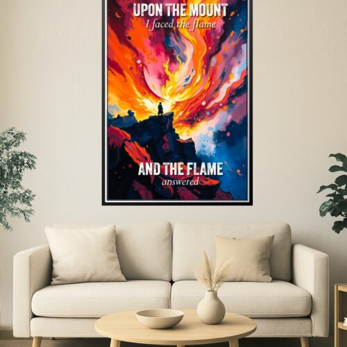 Upon the Mount – Fiery Spiritual Vision Poster | Inspirational Mountain Fire Artwork picture