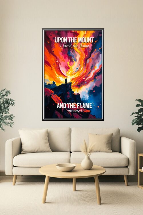 Upon the Mount – Fiery Spiritual Vision Poster | Inspirational Mountain Fire Artwork picture