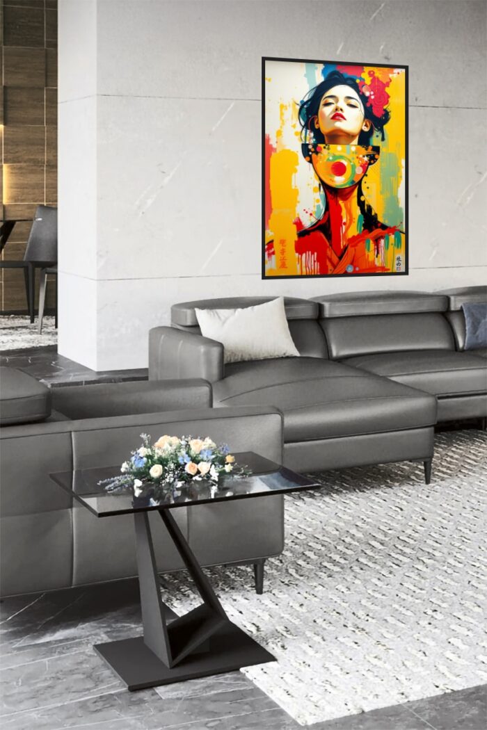 Vibrant Asian Woman Portrait – Abstract Graffiti Pop Art Canvas Print picture