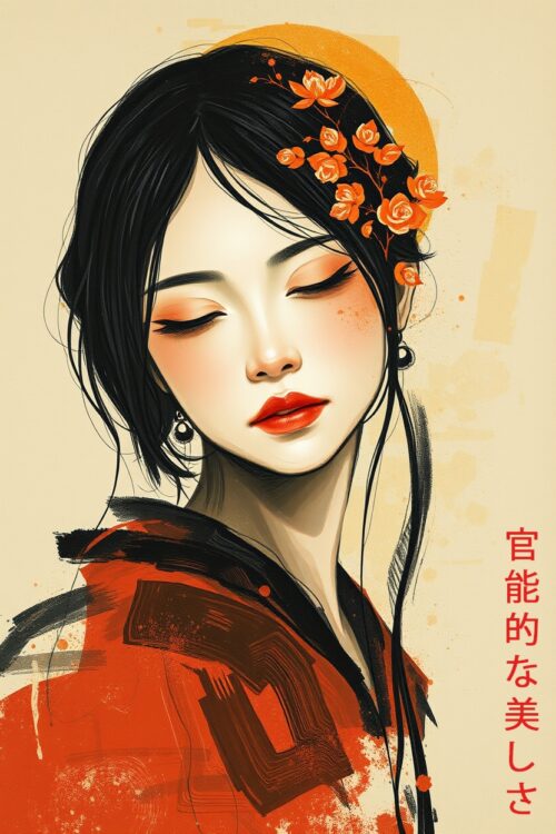 Sensual Oriental Beauty – Japanese-Inspired Art Poster picture