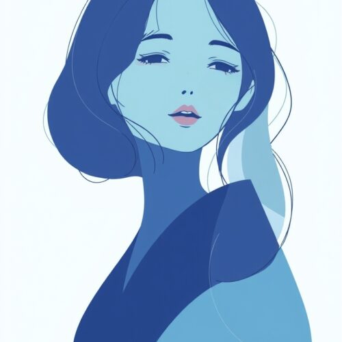 Serene Blue Beauty – Minimalist Japanese-Inspired Art Poster picture