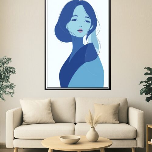 Serene Blue Beauty – Minimalist Japanese-Inspired Art Poster picture
