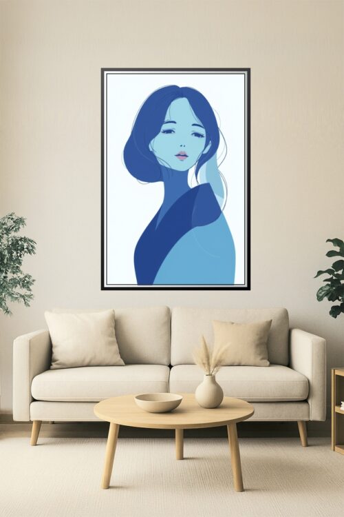 Serene Blue Beauty – Minimalist Japanese-Inspired Art Poster picture