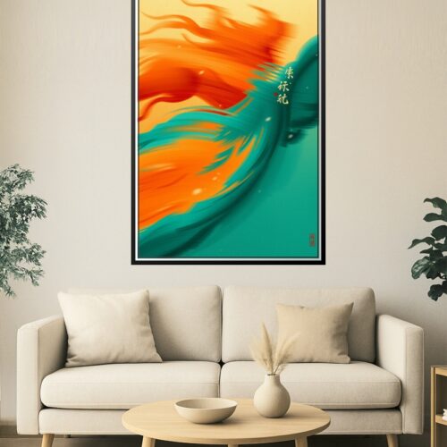 Phoenix Flow – Abstract Asian-Inspired Firebird Art Poster picture