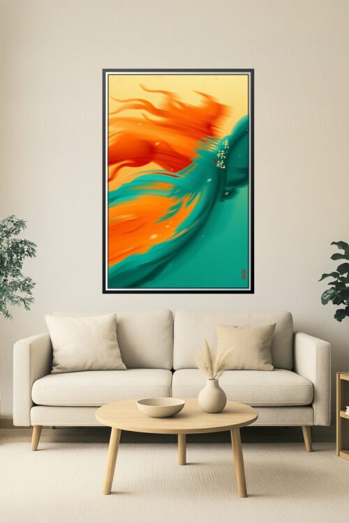 Phoenix Flow – Abstract Asian-Inspired Firebird Art Poster picture