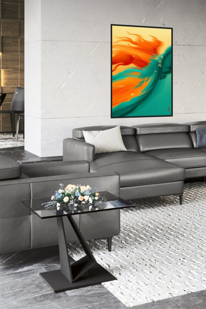 Phoenix Flow – Abstract Asian-Inspired Firebird Art Poster picture