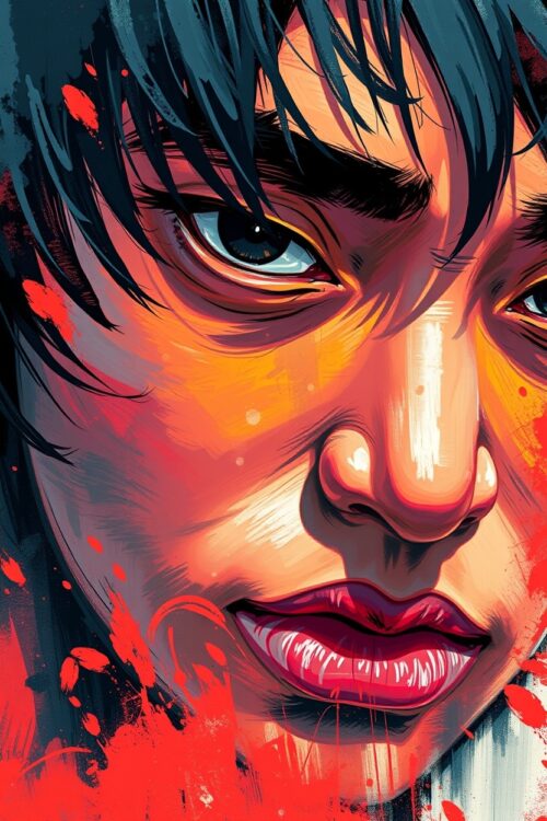 Vibrant Urban Portrait Art Poster – Bold Street Style Face Illustration picture