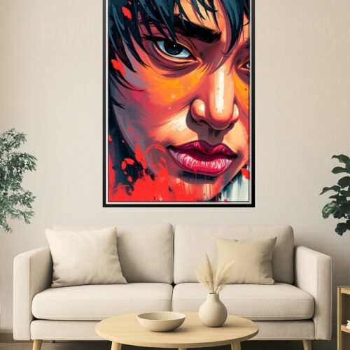 Vibrant Urban Portrait Art Poster – Bold Street Style Face Illustration picture