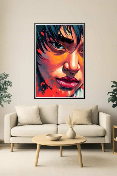 Vibrant Urban Portrait Art Poster – Bold Street Style Face Illustration picture