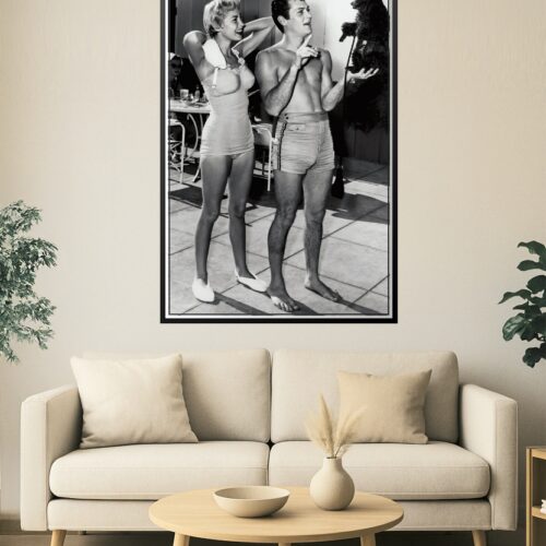 Vintage 1950s Poolside Glamour Poster – Retro Swimsuit Fashion & Classic Charm | Black & White Wall Art picture