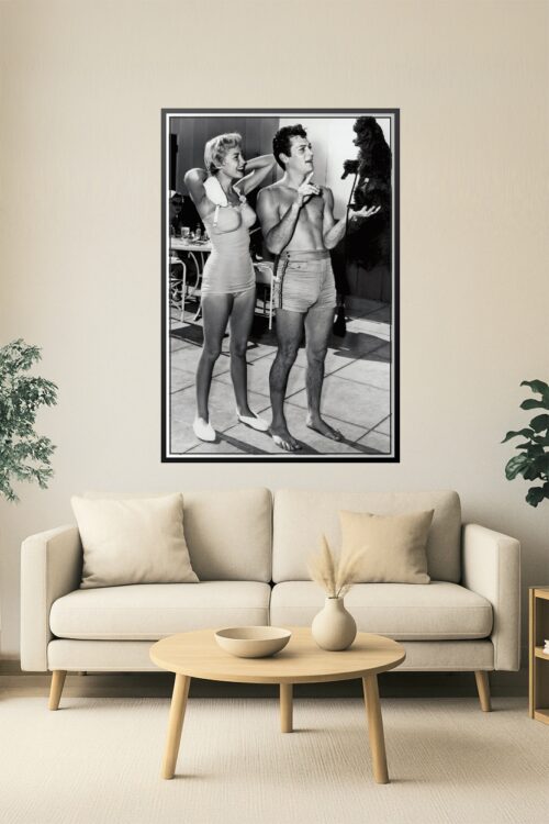 Vintage 1950s Poolside Glamour Poster – Retro Swimsuit Fashion & Classic Charm | Black & White Wall Art picture