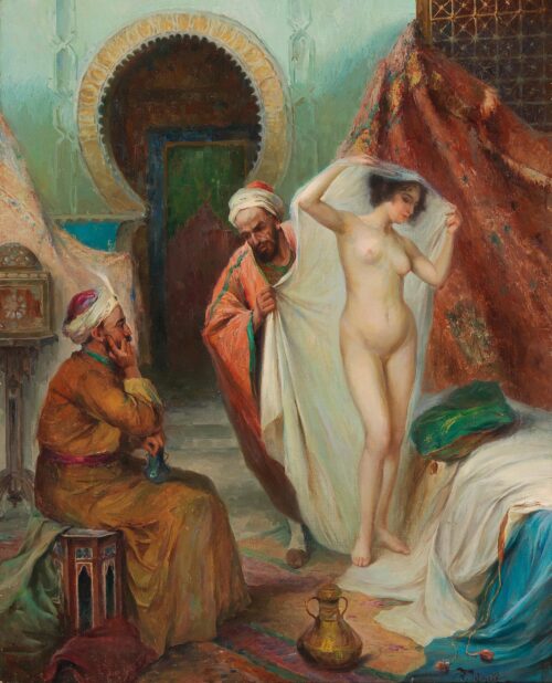 Orientalist Harem Scene Poster – Rudolf Jelinek Nude Art | Vintage Erotic Oriental Décor picture