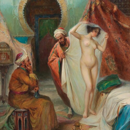Orientalist Harem Scene Poster – Rudolf Jelinek Nude Art | Vintage Erotic Oriental Décor picture