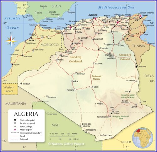 Algeria Political Map Poster – Detailed Country Wall Art | North Africa Geography Decor picture