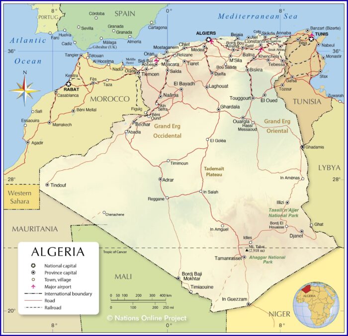 Algeria Political Map Poster – Detailed Country Wall Art | North Africa Geography Decor picture