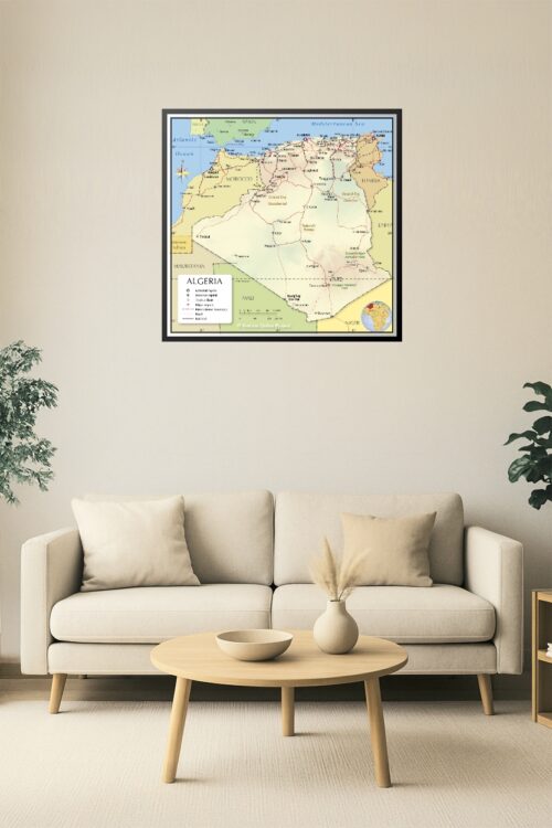 Algeria Political Map Poster – Detailed Country Wall Art | North Africa Geography Decor picture