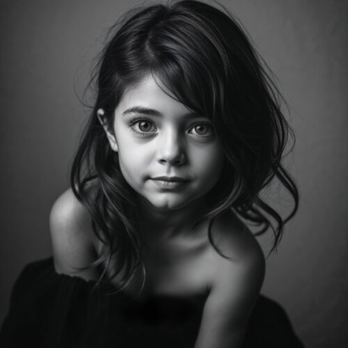 Elegant Monochrome Portrait of a Young Girl – Fine Art Poster picture