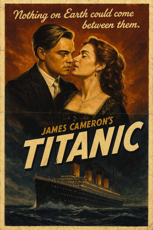 Titanic Movie Vintage Poster – Iconic Romance Artwork, James Cameron's Classic picture