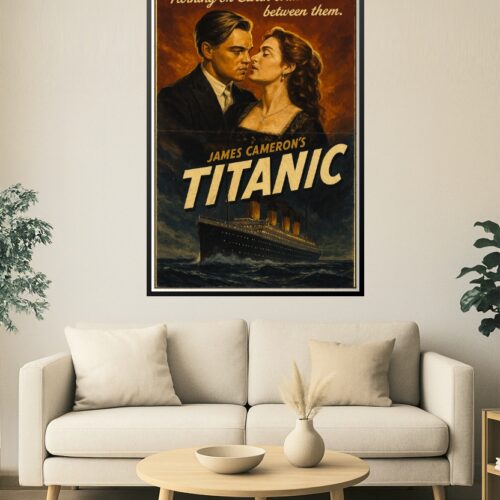 Titanic Movie Vintage Poster – Iconic Romance Artwork, James Cameron's Classic picture