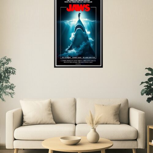 Inspired by Jaws 1975 Movie Poster – Classic Shark Attack Scene Wall Art picture