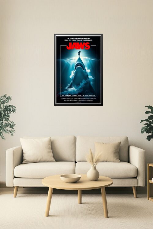 Inspired by Jaws 1975 Movie Poster – Classic Shark Attack Scene Wall Art picture