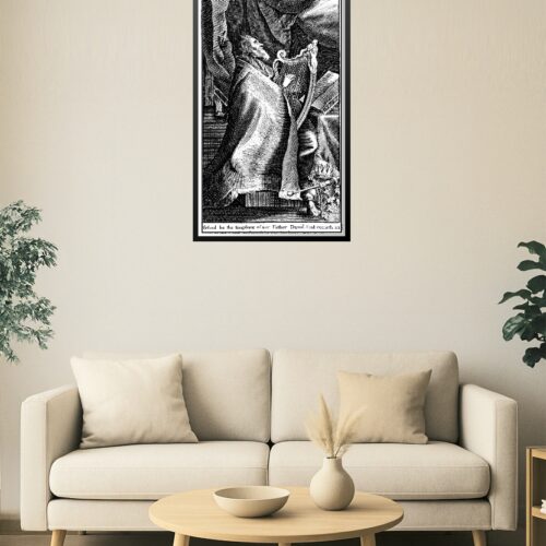 King David Harp Engraving Poster Reproduction – 17th Century Biblical Art Wall Decor picture