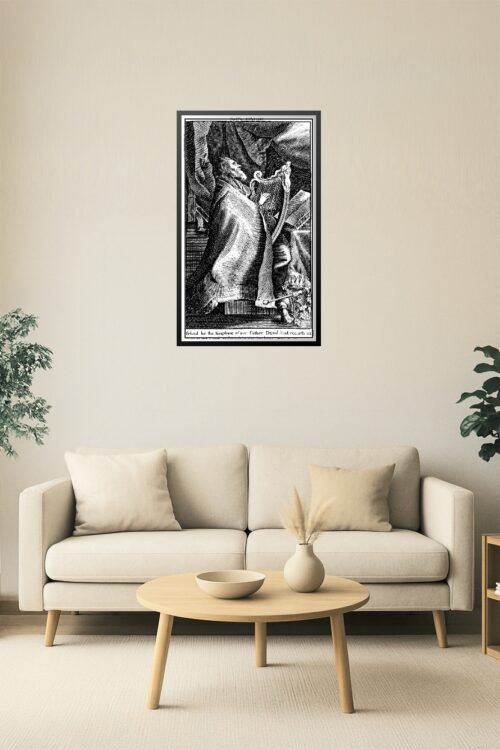 King David Harp Engraving Poster Reproduction – 17th Century Biblical Art Wall Decor picture