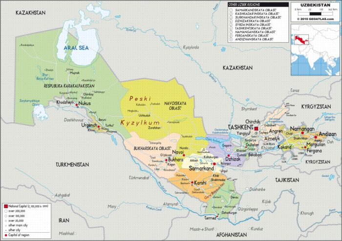 Uzbekistan Political Map Poster – Detailed Regional and Border Wall Art picture