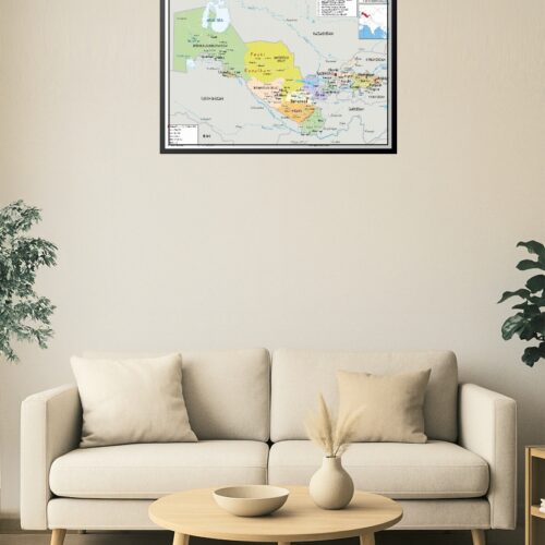 Uzbekistan Political Map Poster – Detailed Regional and Border Wall Art picture