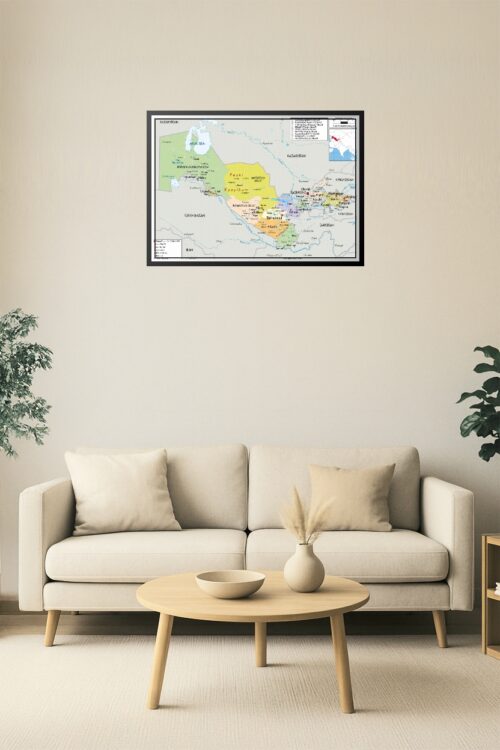 Uzbekistan Political Map Poster – Detailed Regional and Border Wall Art picture