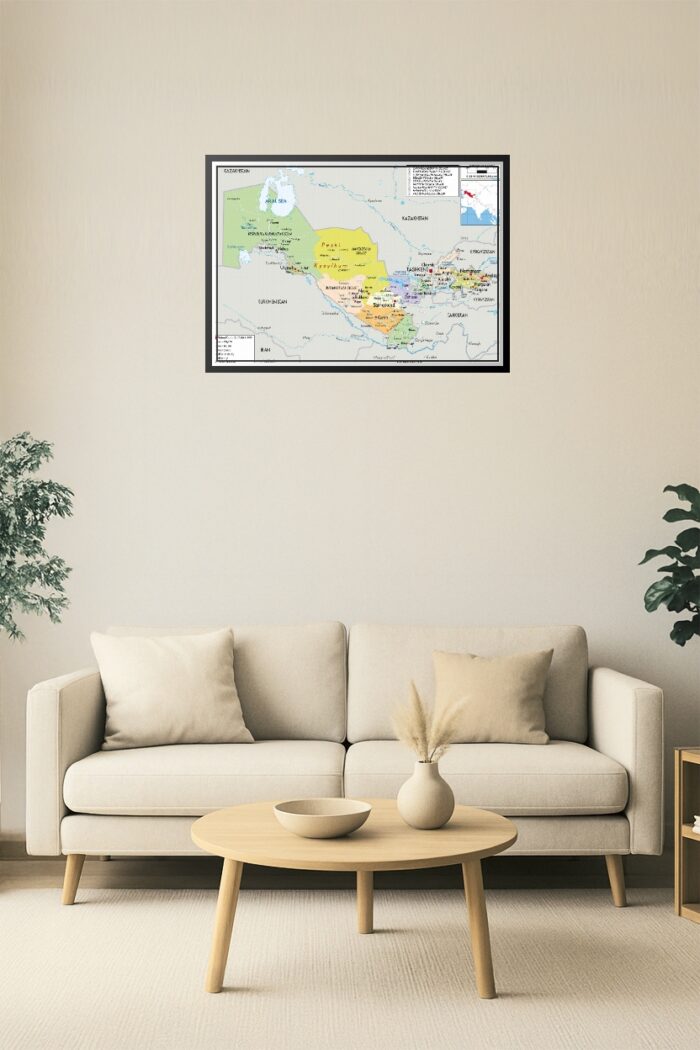 Uzbekistan Political Map Poster – Detailed Regional and Border Wall Art picture