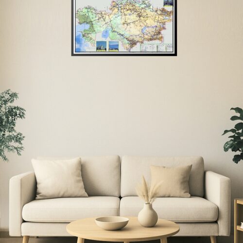 Kazakhstan Political Map Poster (RU)– Soviet-Era Regional and Transport Wall Art picture