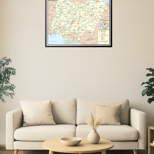 Nigeria Political Map Poster – State Capitals, Roads, and Borders Wall Art picture