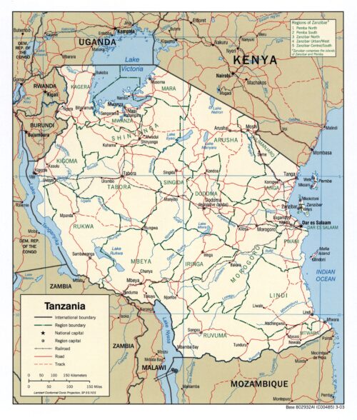 Map of Tanzania Poster – East Africa Political & Regional Geography picture
