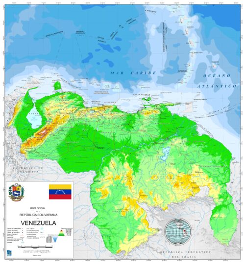 Venezuela Topographic Map Poster Reproduction – Official República Bolivariana Cartography Wall Art picture