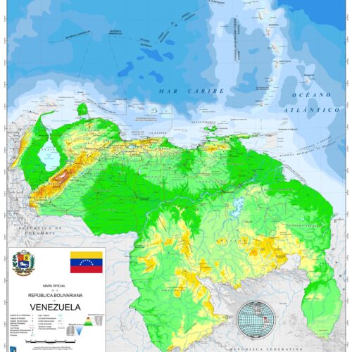 Venezuela Topographic Map Poster Reproduction – Official República Bolivariana Cartography Wall Art picture