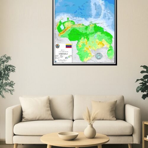 Venezuela Topographic Map Poster Reproduction – Official República Bolivariana Cartography Wall Art picture