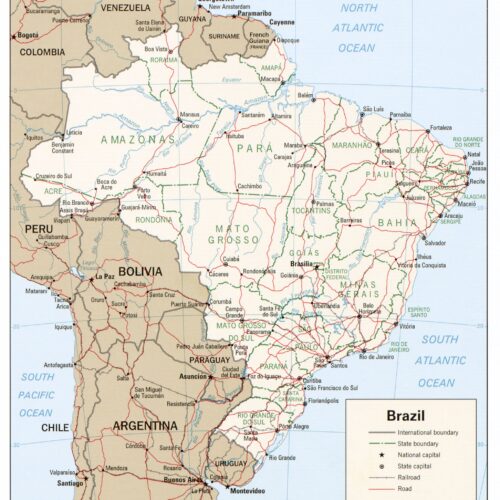 Brazil Political Map Poster – Detailed South America Geography Print picture