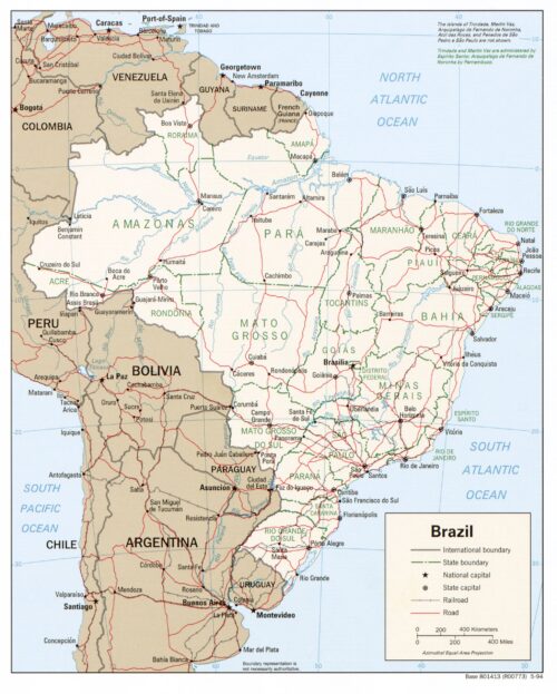 Brazil Political Map Poster – Detailed South America Geography Print picture