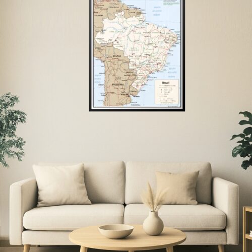 Brazil Political Map Poster – Detailed South America Geography Print picture