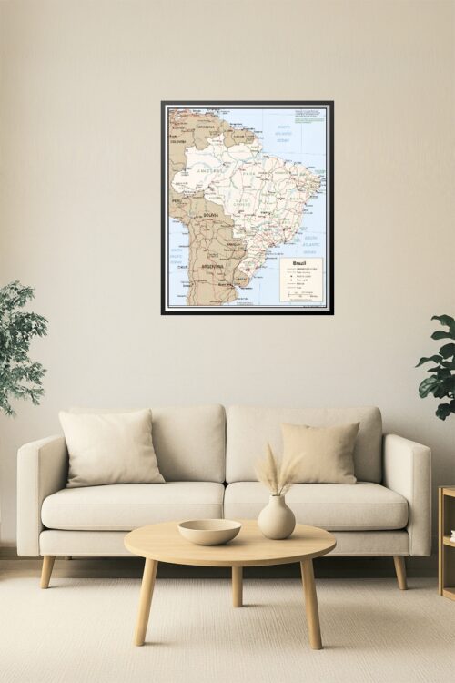 Brazil Political Map Poster – Detailed South America Geography Print picture