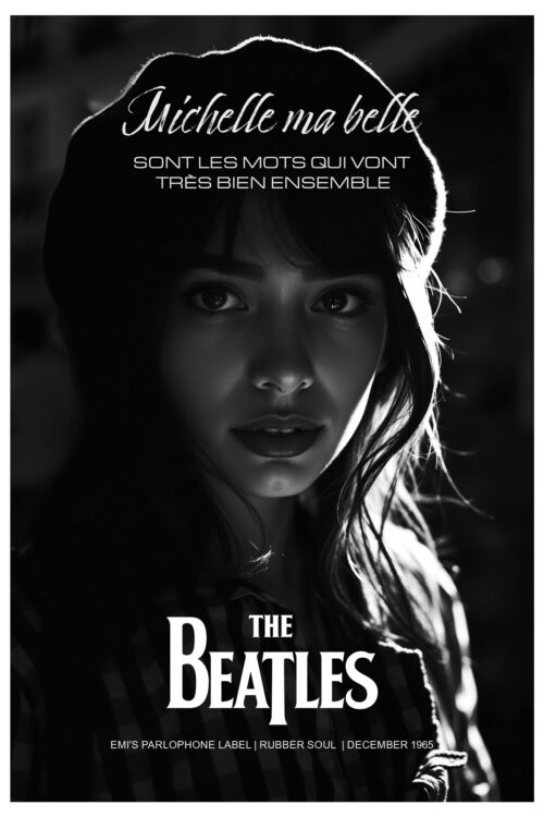 Michelle Ma Belle – The Beatles Black & White Lyric Poster picture